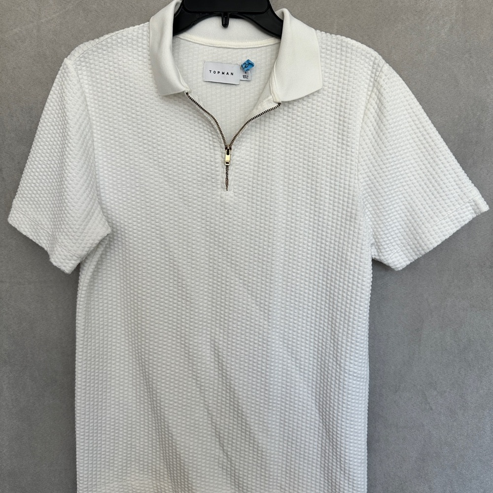 Topman Ivory Textured Polo Shirt. Size small.